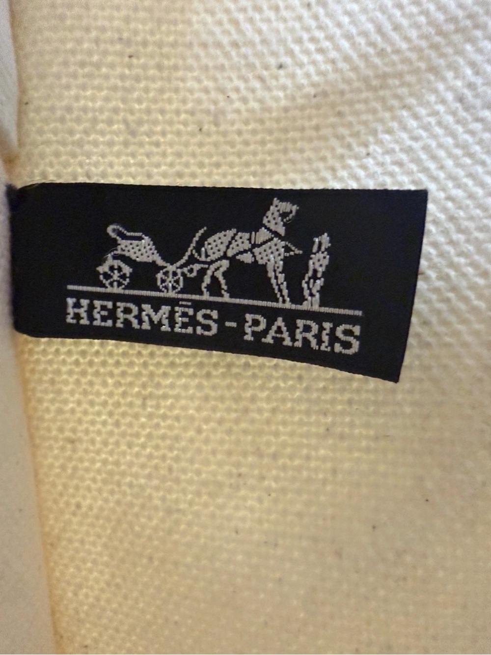 Hermes Fourre Tout PM Tote Bag Cream Purple Canvas Handbag Vintage France w/COA - Picture 10 of 16